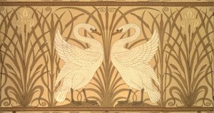 Conception de papier peint avec des cygnes - Walter Crane